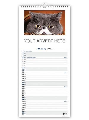 Fund Raising Slimline Wall Calendar Template F from the Aston Bespoke Range